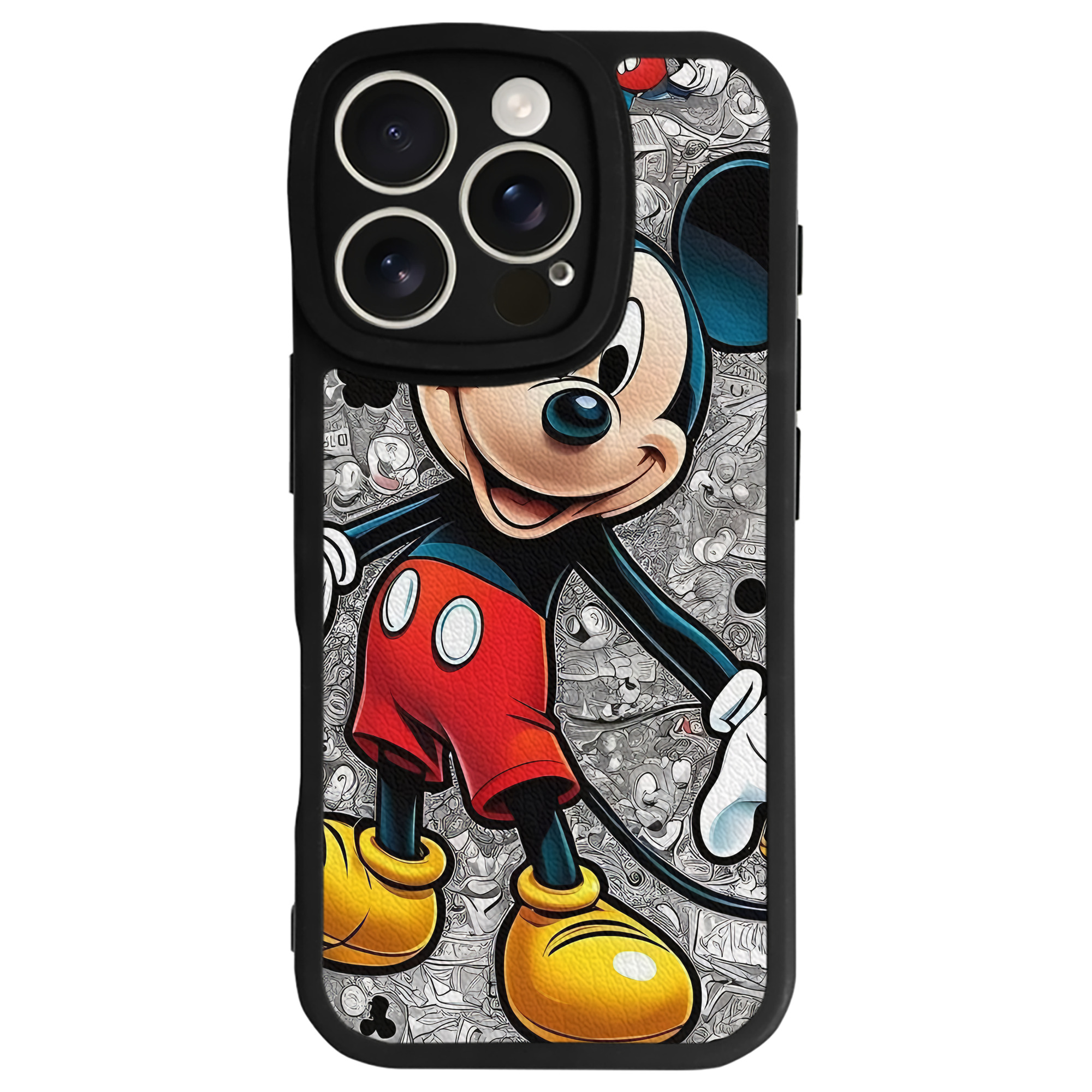 （画像用） ミッキーマウス Mickey Mouse 【iPhone 16シリーズ対応】シリコンスマホケース（レザー調） 材質：シリコン